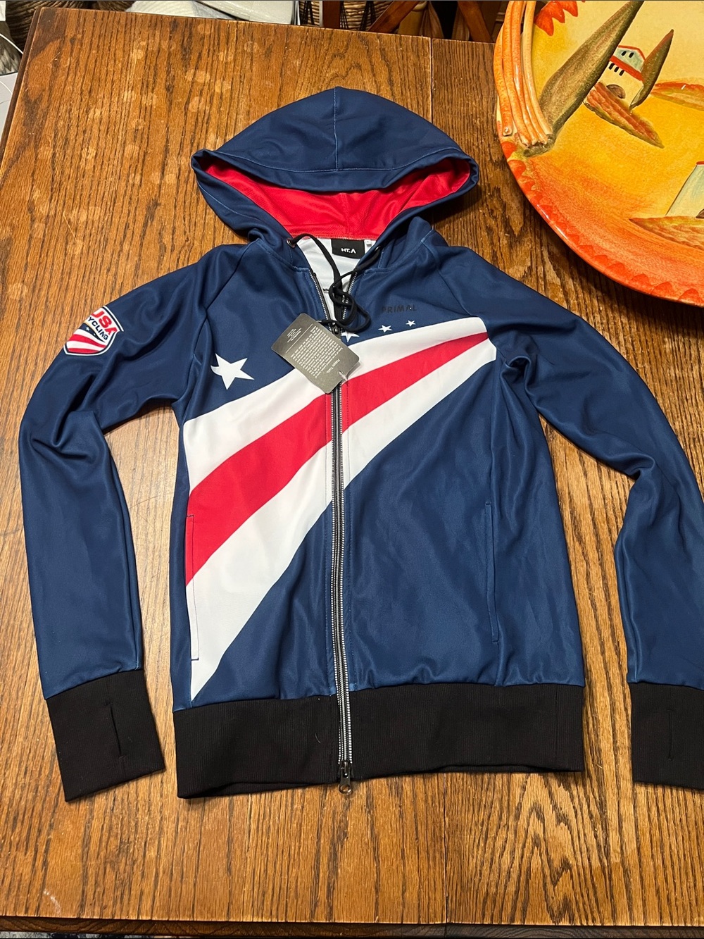 Primal Wear Happy Trails USA Cycling Jacket HFA Men's Navy Hooded Zip
